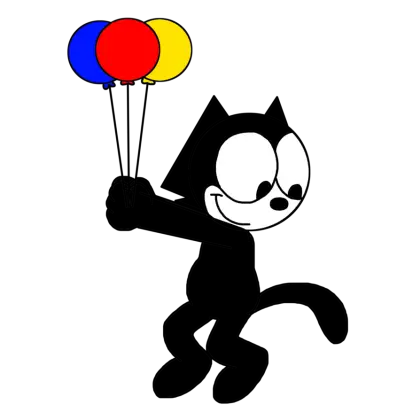 Cartoon Cat Holding Balloons