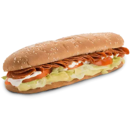 Sub Sandwich with Pepperoni and Vegetables