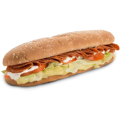 Sub Sandwich with Pepperoni and Vegetables