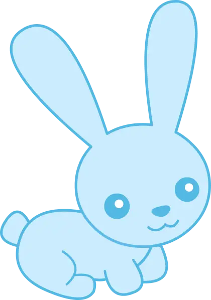 Adorable Blue Cartoon Rabbit