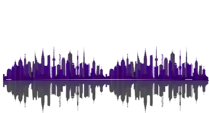 Purple Urban City Skyline Silhouette