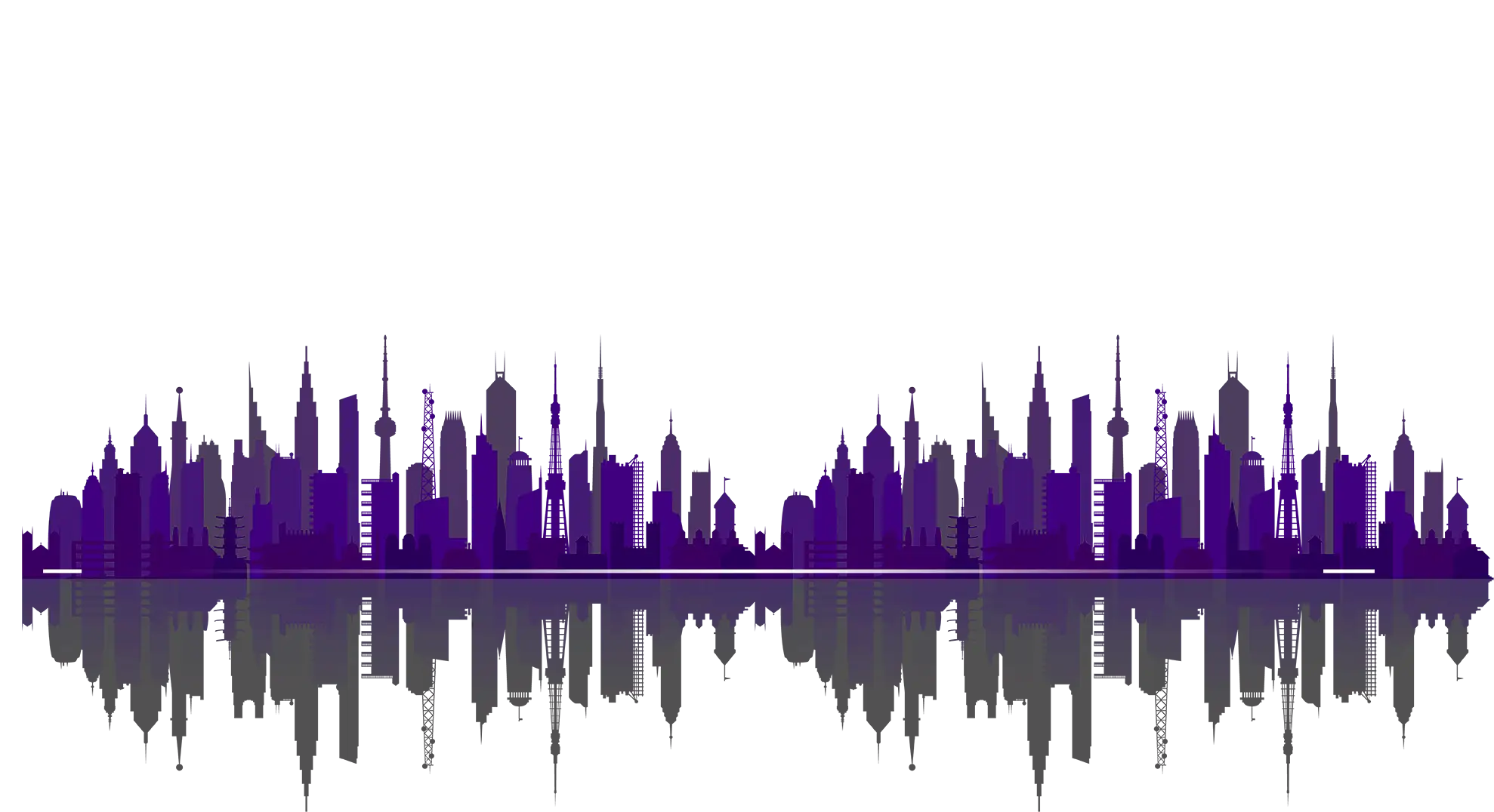 Purple Urban City Skyline Silhouette