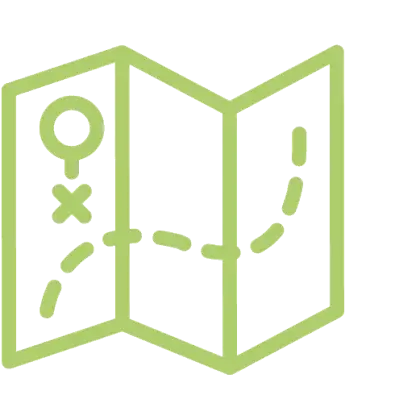 Green Illustrated Map with Navigation Marks