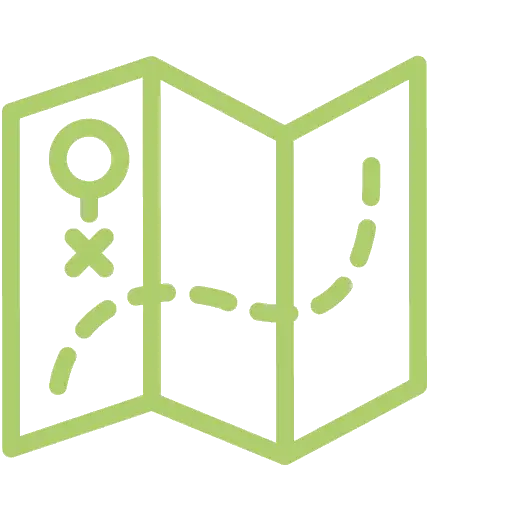 Green Illustrated Map with Navigation Marks