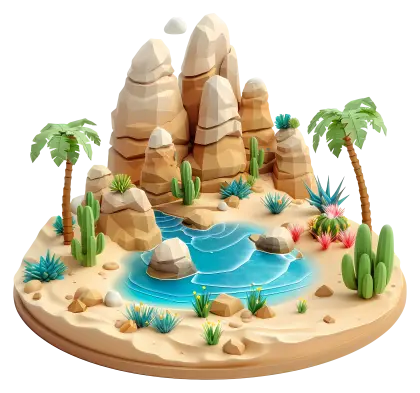 Desert Landscape with Oasis