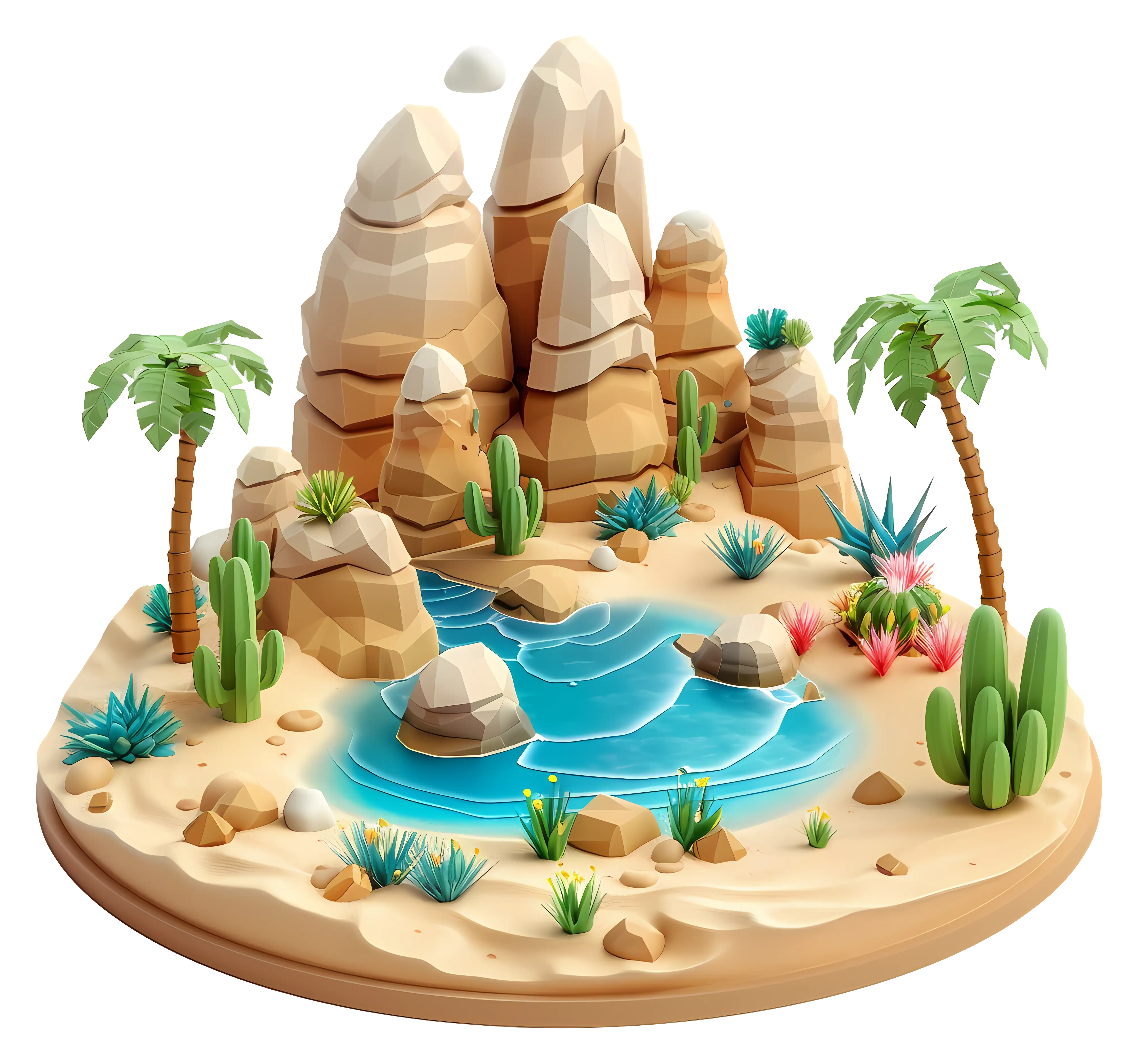 Desert Landscape with Oasis