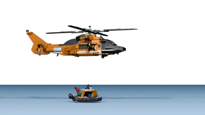Orange Helicopter and Rescue Operation Illustration