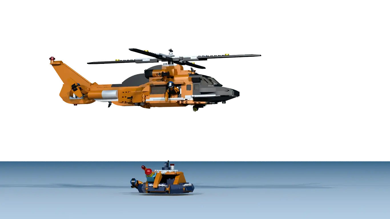 Orange Helicopter and Rescue Operation Illustration