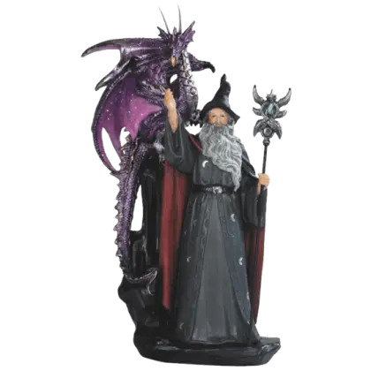 Wizard with Purple Dragon Figurine