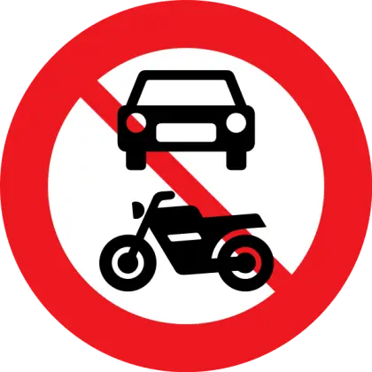 No Vehicles Allowed Sign with Car and Motorcycle Symbol