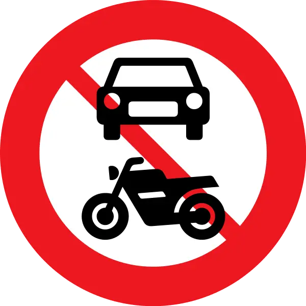 No Vehicles Allowed Sign with Car and Motorcycle Symbol
