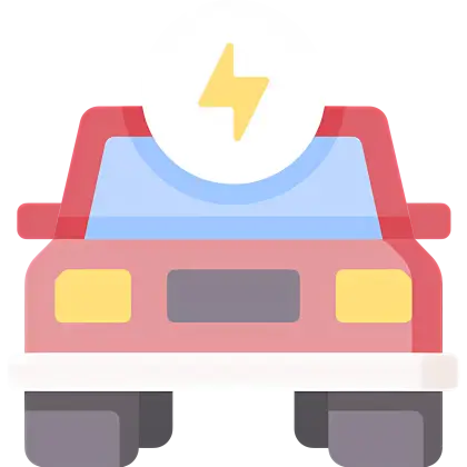 Electric Car with Lightning Bolt Illustration