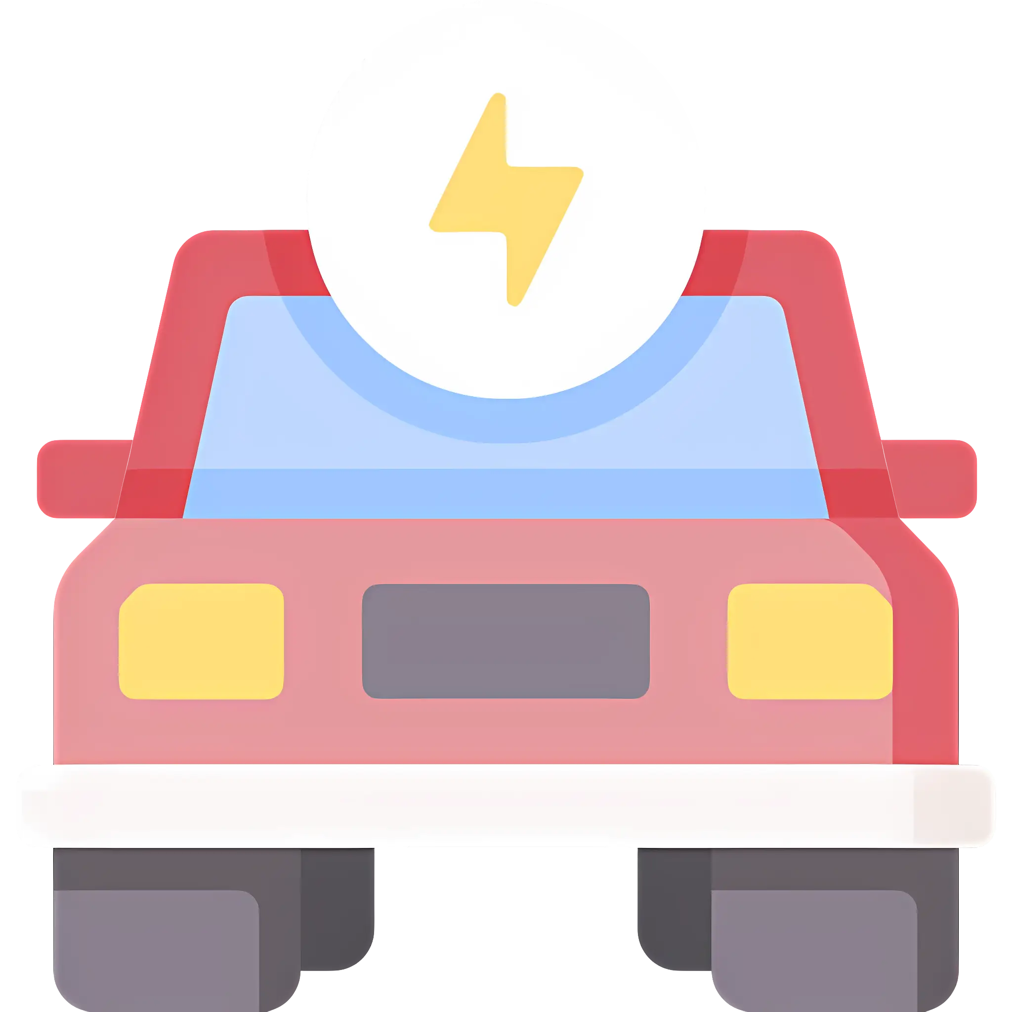 Electric Car with Lightning Bolt Illustration