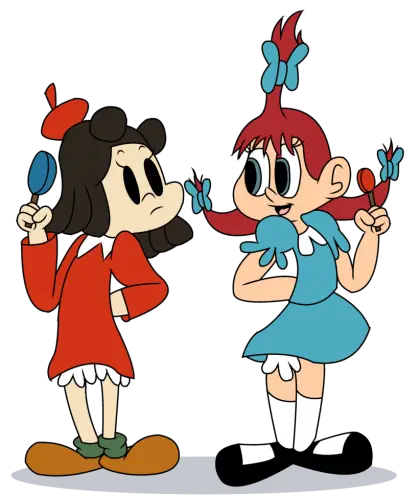 Cartoon Girls in Colorful Outfits Illustration