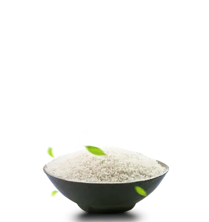 Bowl of White Rice with Green Leaves