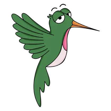 Funny Green Hummingbird Cartoon Illustration