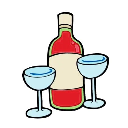 Wine Bottle with Two Glasses