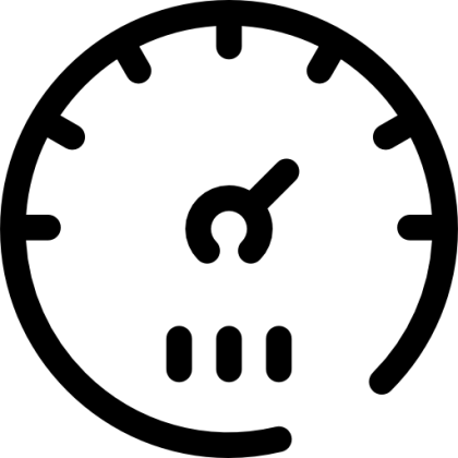 Black Speedometer Icon for Vehicle Metrics