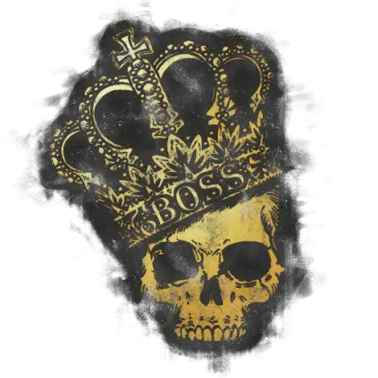Skull with Gold Crown and Boss Text