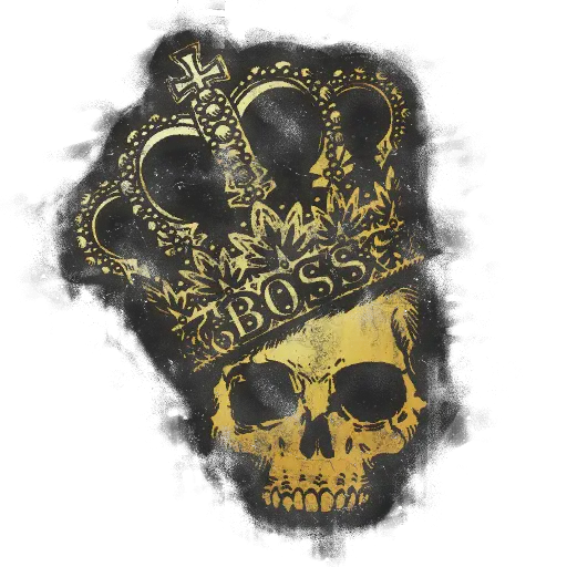 Skull with Gold Crown and Boss Text