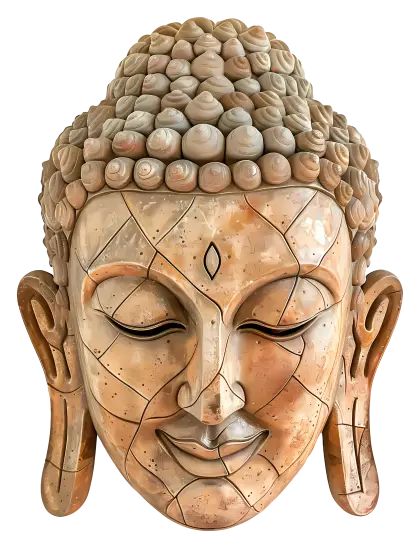 Serene Buddha Head Sculpture Artwork