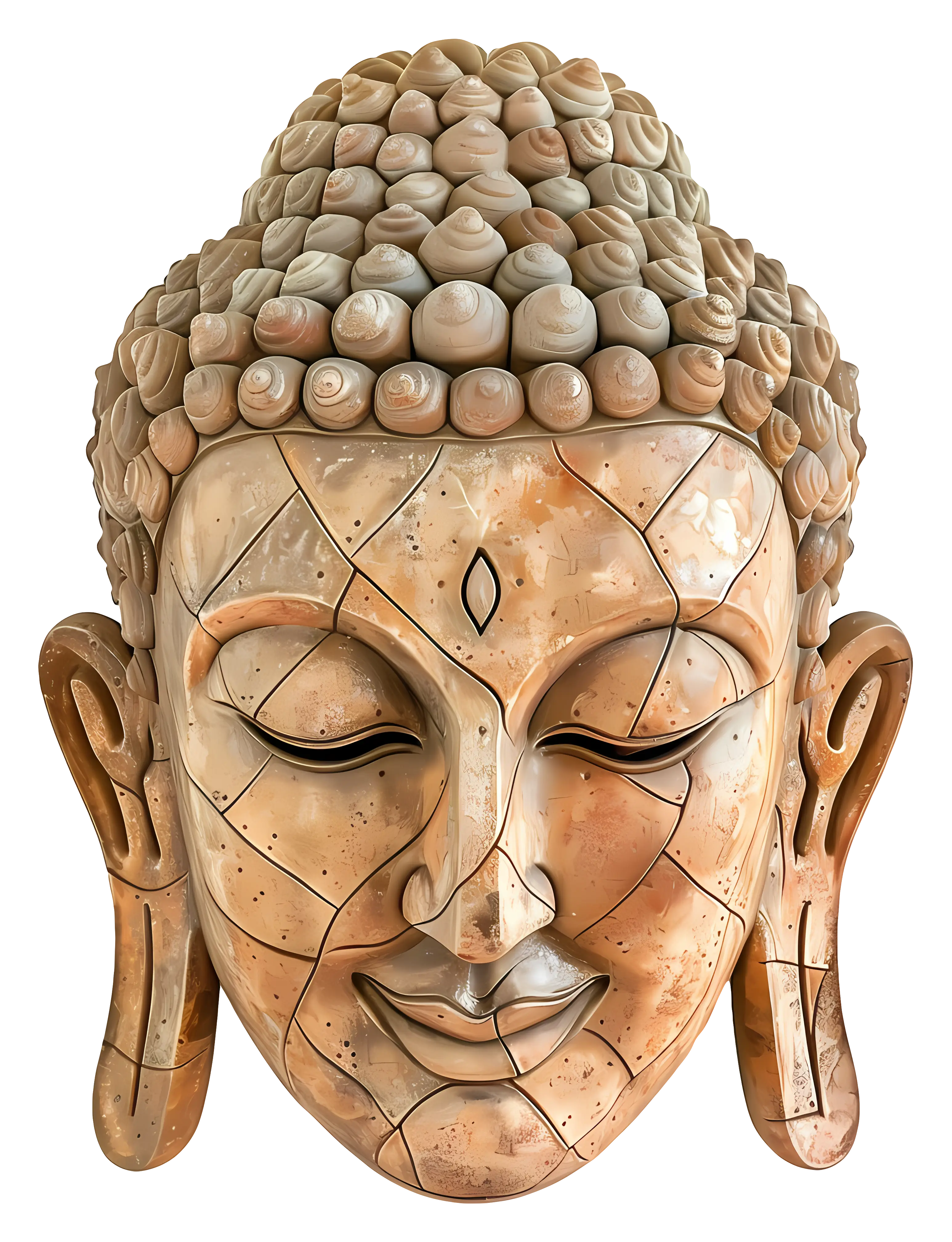Serene Buddha Head Sculpture Artwork