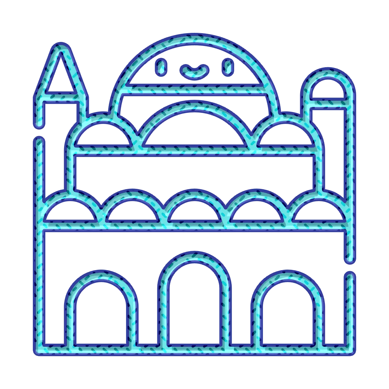 Blue Dome Mosque Illustration