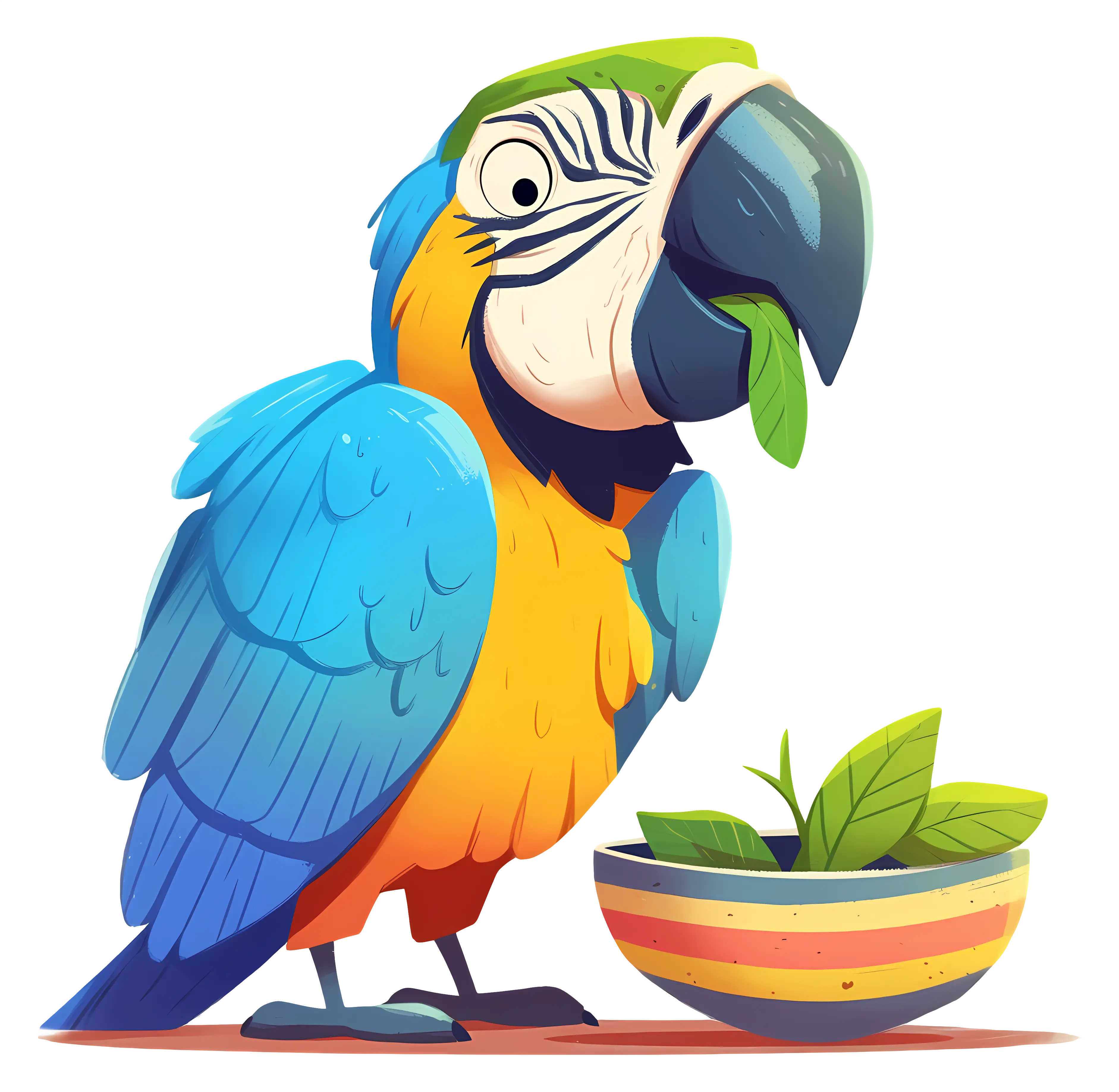 Parrot with Leaf in Beak