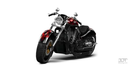 Black Motorcycle with Red Flame Design