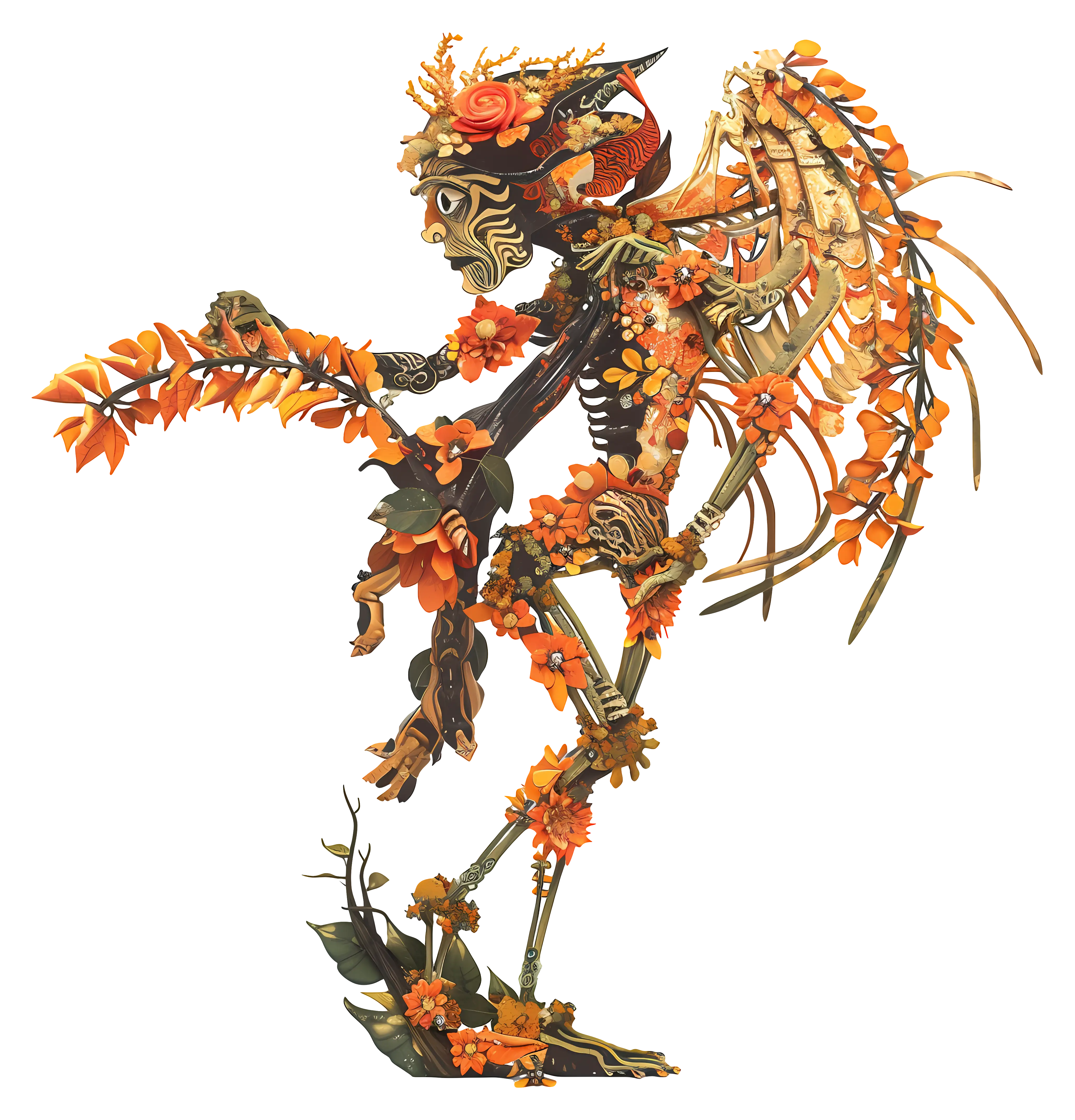 Decorative Skeleton with Flowers for Halloween