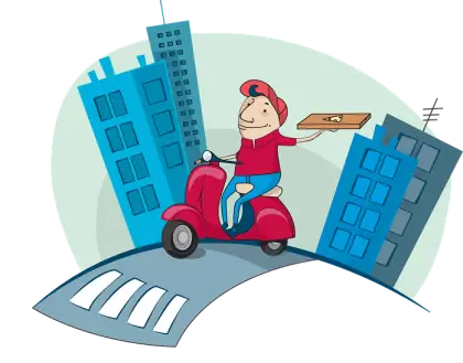 Cartoon Pizza Delivery Service
