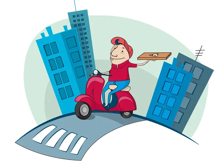 Cartoon Pizza Delivery Service