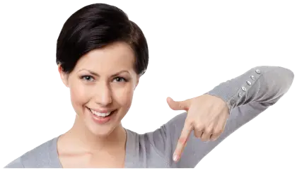 Smiling Woman Pointing Gesture