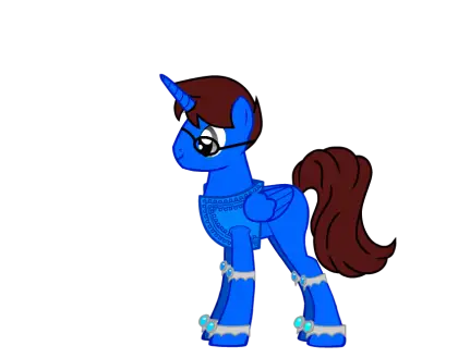 Blue Cartoon Pony Character with Accessories