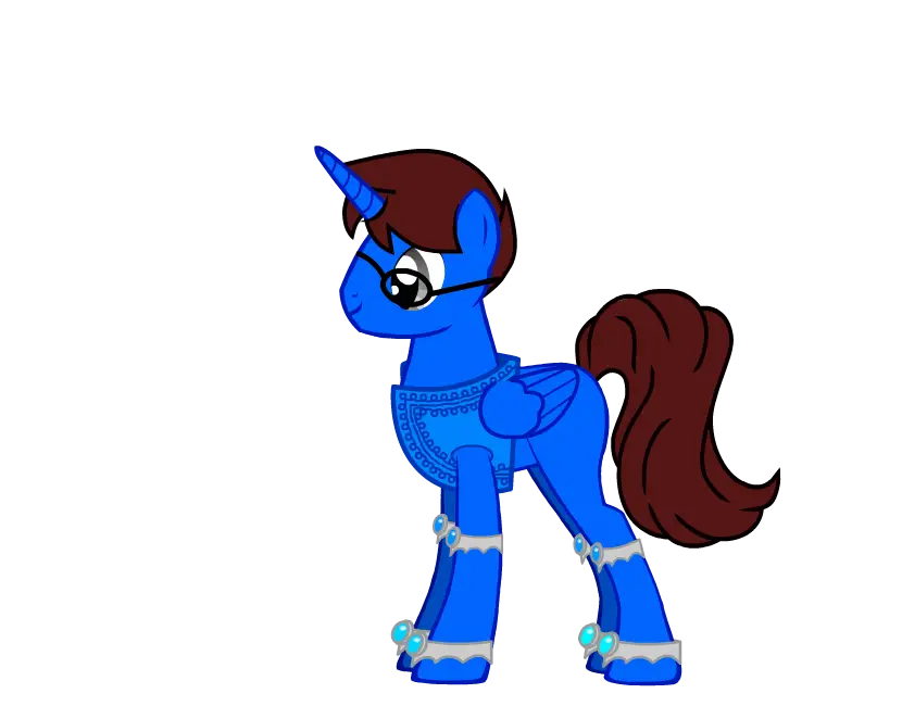 Blue Cartoon Pony Character with Accessories