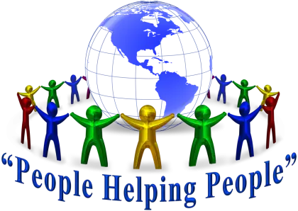 People Helping People Logo with Globe Illustration