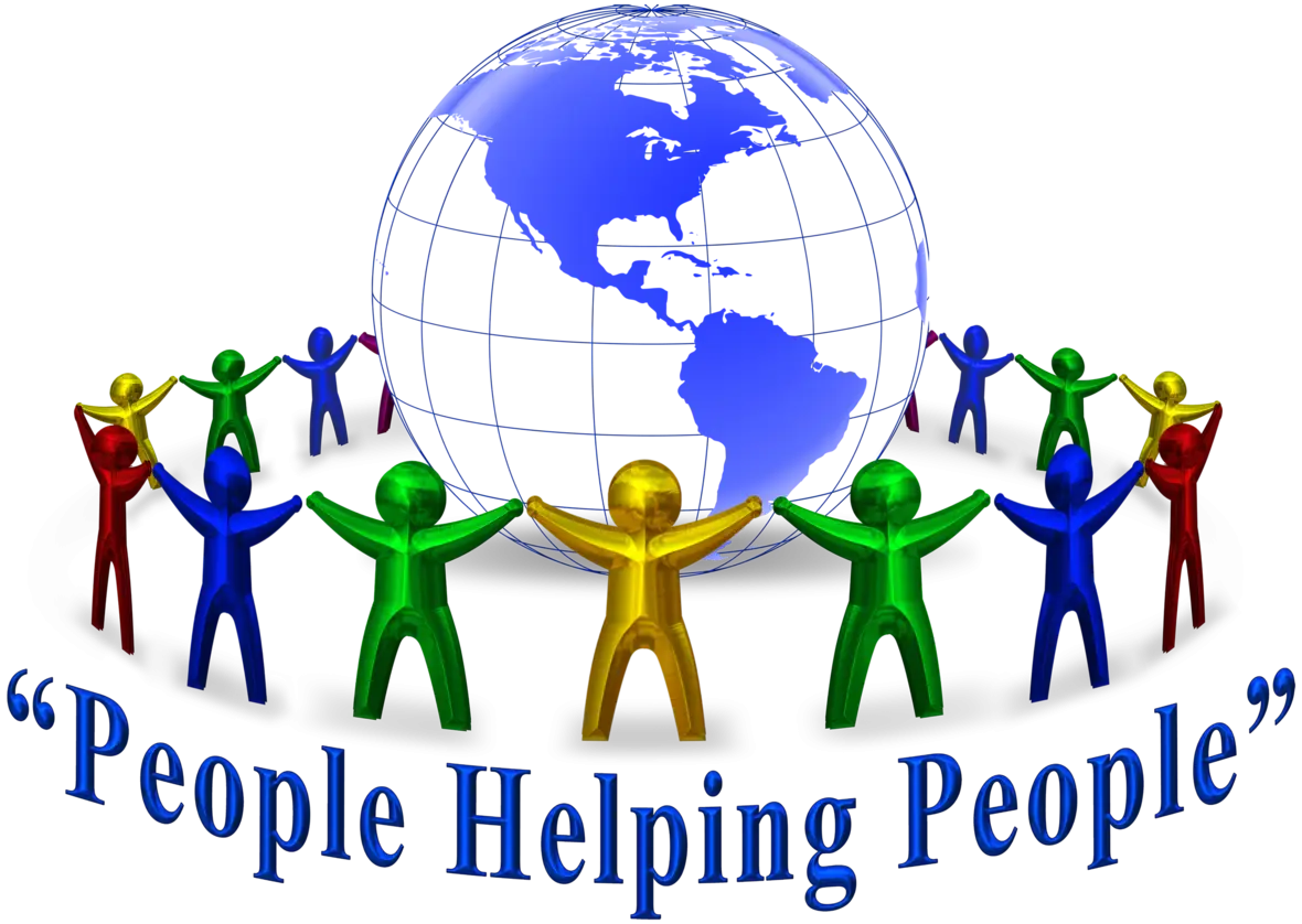 People Helping People Logo with Globe Illustration