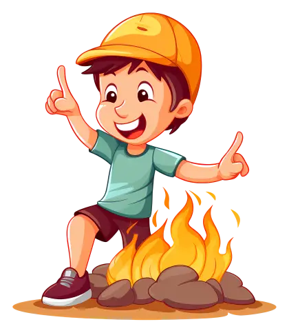 Boy Enjoying Campfire