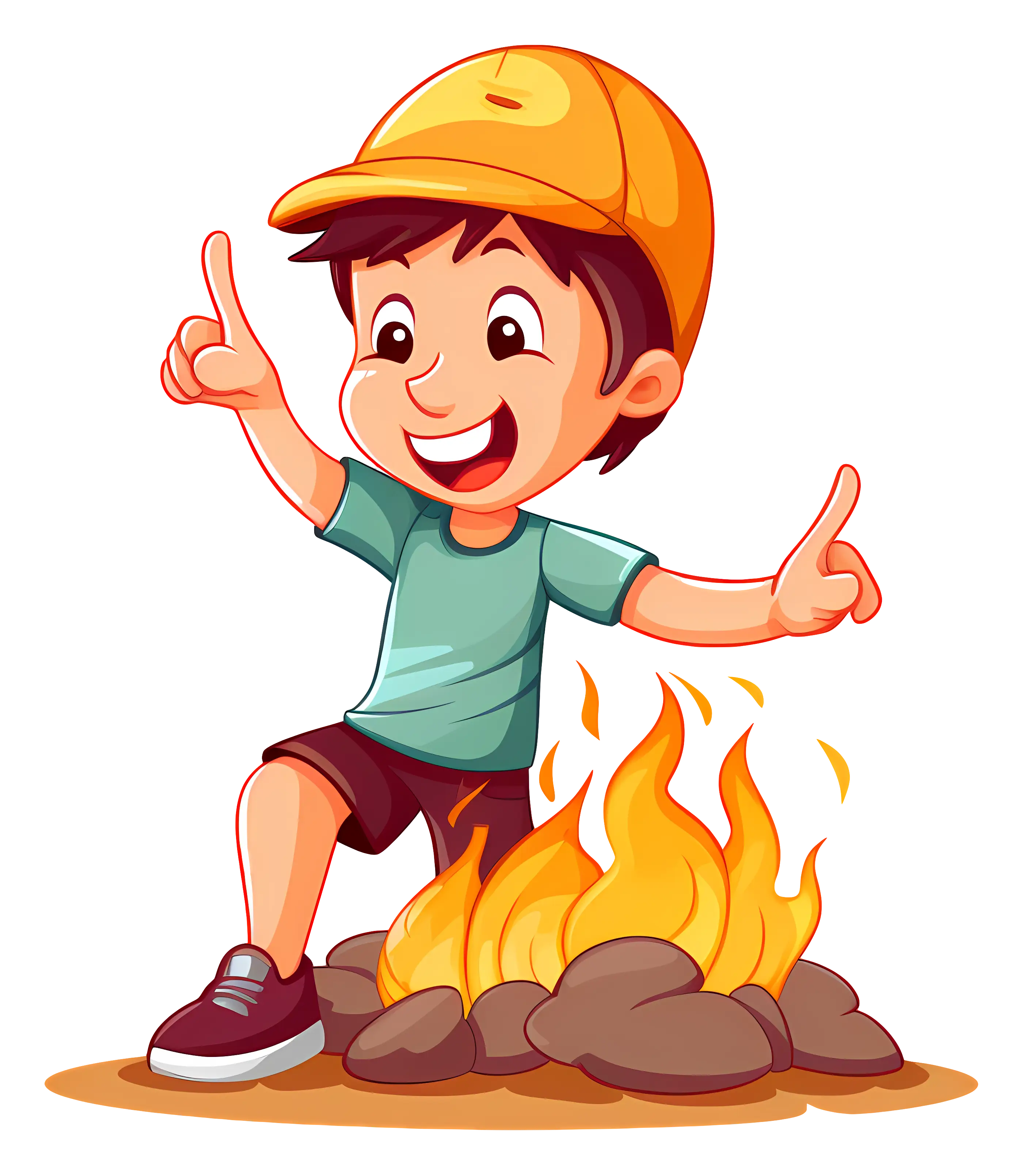 Boy Enjoying Campfire