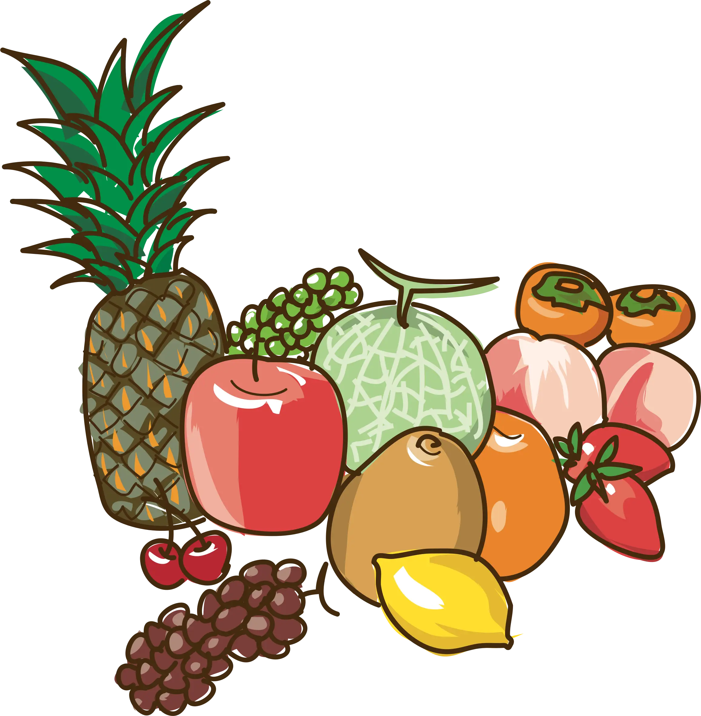 Assorted Fruits in a Colorful Illustration