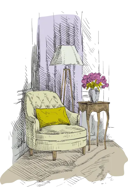Cozy Living Room Corner with Chair and Lamp