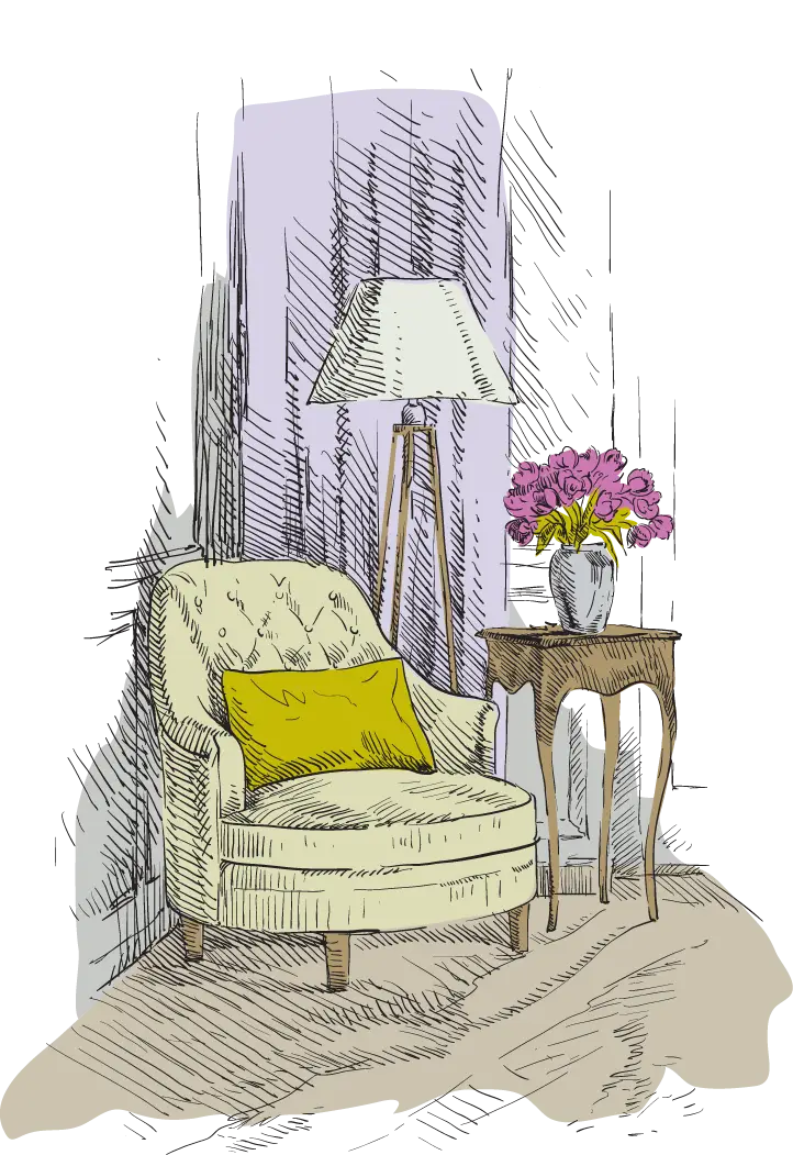 Cozy Living Room Corner with Chair and Lamp