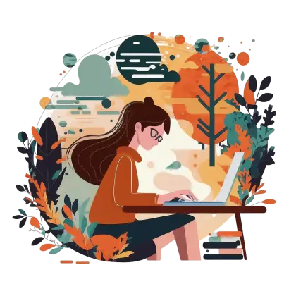 Woman Working on Laptop at Desk