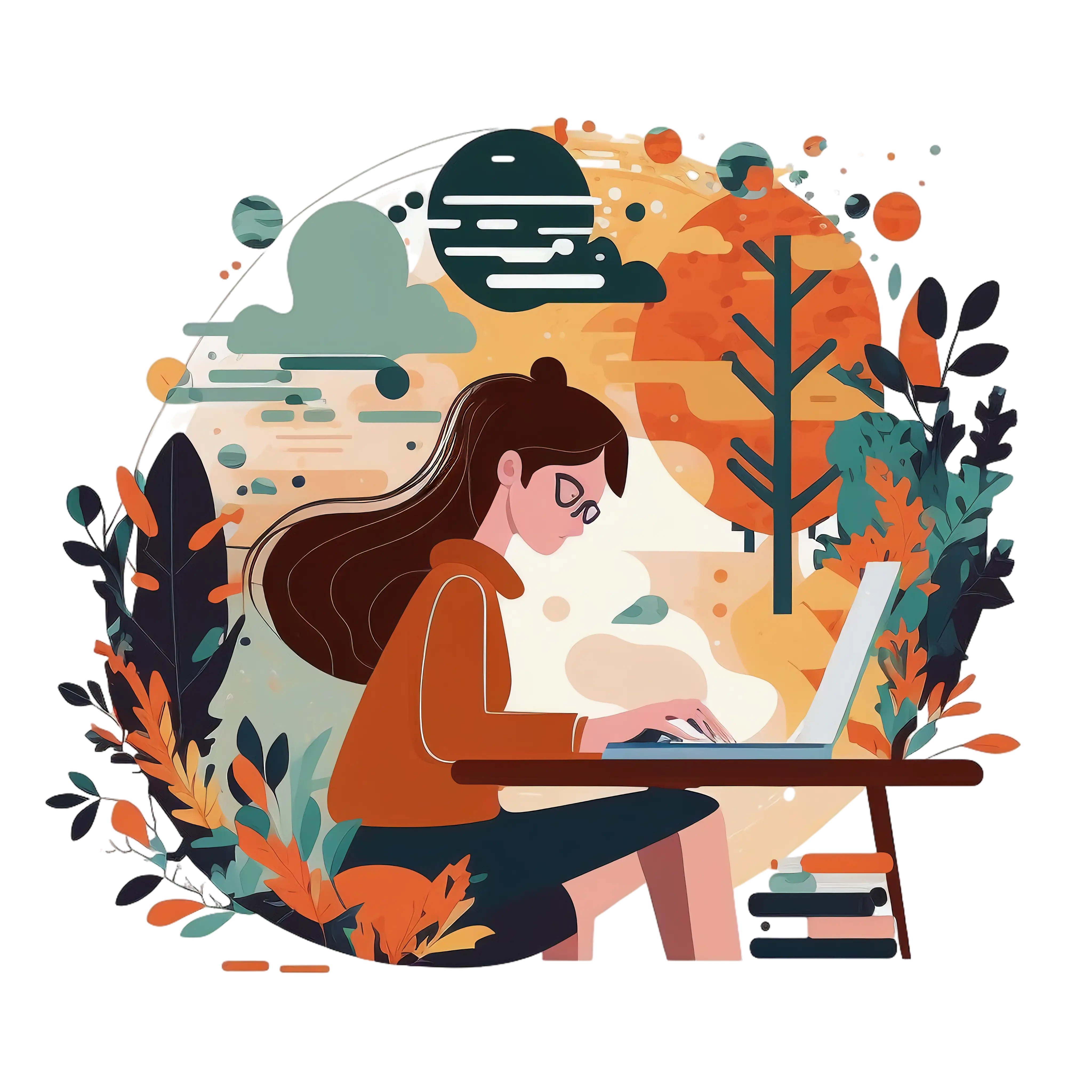 Woman Working on Laptop at Desk