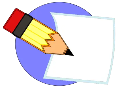 Pencil and Paper in Flat Cartoon Style