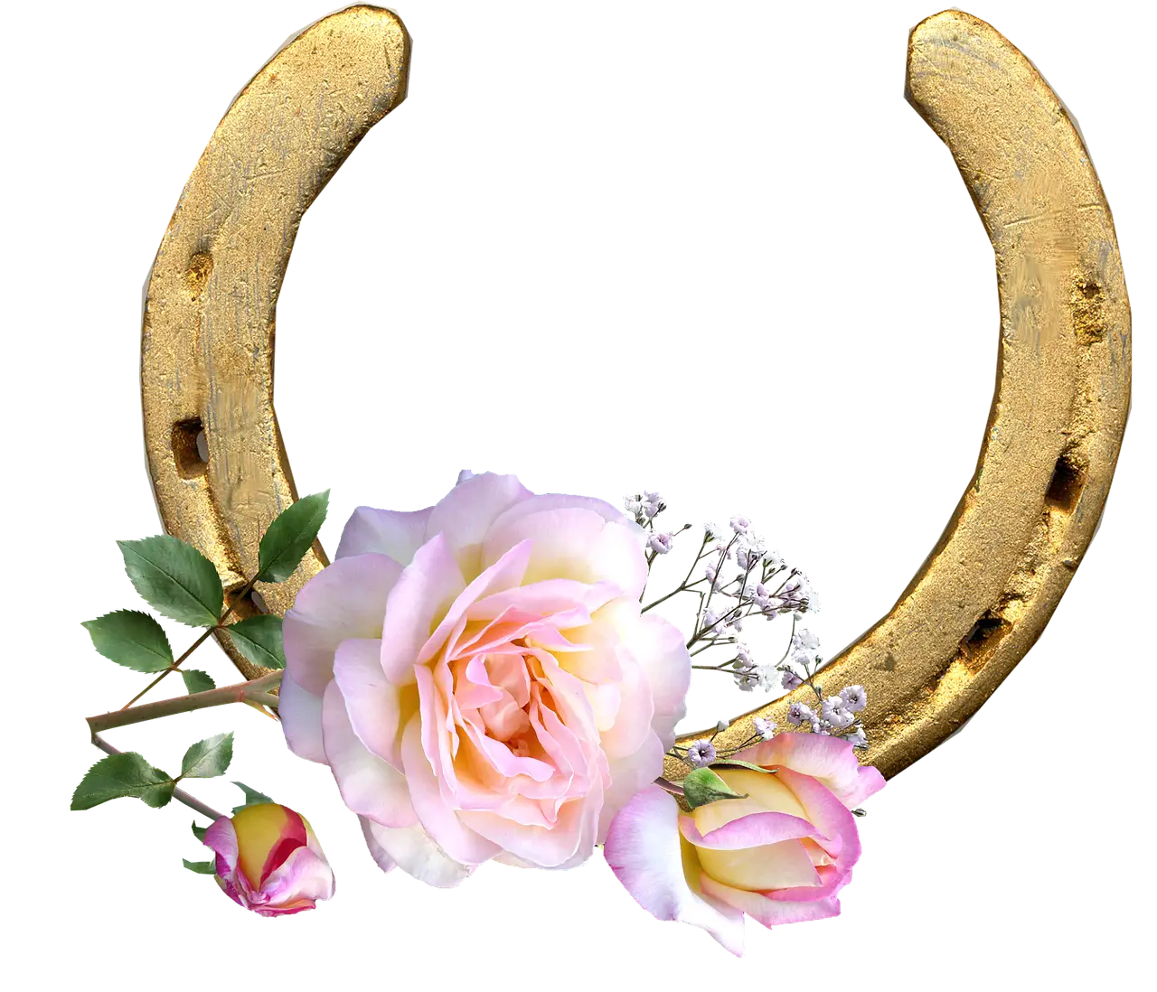 Golden Horseshoe with Flowers