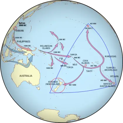 Polynesian Migration Map in the Pacific