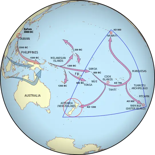 Polynesian Migration Map in the Pacific
