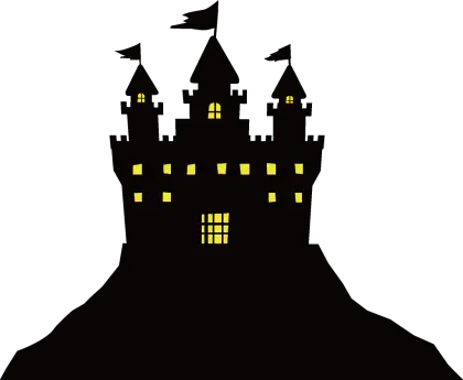Spooky Black Castle on a Hill