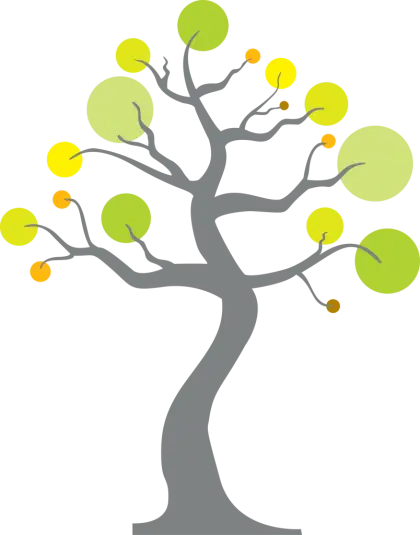 Abstract Tree Illustration with Green Leaves